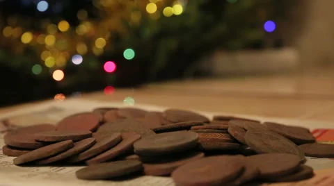 Old coins on the table before Christmas Stock Footage 58839232