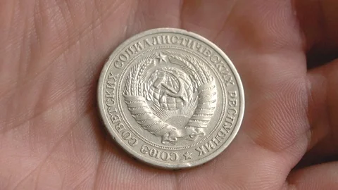 Old coins of the USSR. Stock Footage 105950629