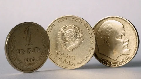 Old coins of the USSR. Stock Footage 105951399