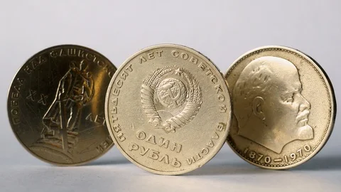 Old coins of the USSR. Stock Footage 105951525