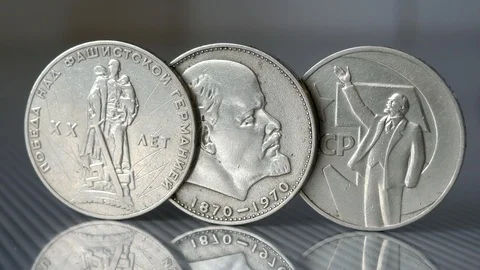 Old coins of the USSR. Stock Footage 105954943