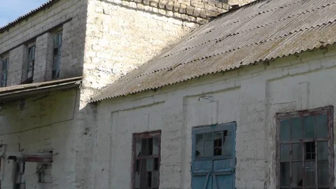 Old collapsed house without windows  Stock Footage 74580921