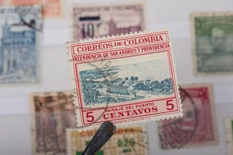 Old Colombian stamp Stock Photos