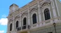 Old Colonial Era Historic Building w big clock tower V1 HD Footage
