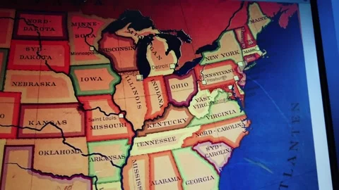 An old colored map of the United States of America. Stock Footage 220649118