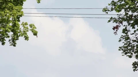 Old colored skyrail cableway against the sky Stock Footage 78054844