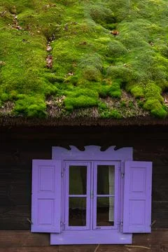 Old colored window with shutter Stock Photos