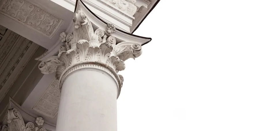 Old column pillar architecture shape frame of ancient university campus det.. Stock Photos
