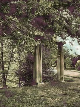 Old Columns Grunge Spooky Stock Photos