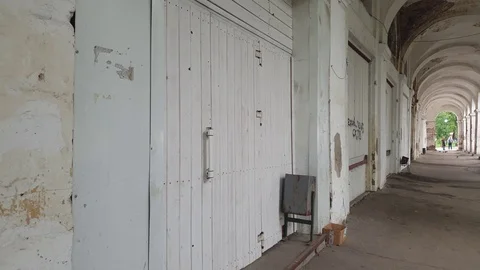 Old columns. The old passage is arched. Architectural columns. Stock-Footage 110839040