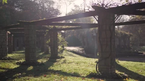 Old columns in park on sunny fall day in Ghent, Belgium Stock Footage 329478722