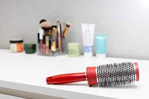 An old comb lies on the dressing table Stock Photos
