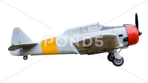 Old combat aircraft on white background Stock Photos