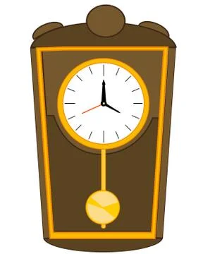 Old come watch with pendulum on white background Stock Illustration