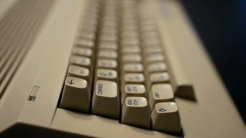 Old Commodore 64 computer keyboard, slider shot Stock Footage 114634811