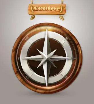 Old compass, 3d vector icon Stock Illustration