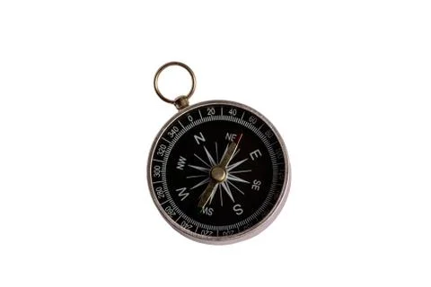 Old compass isolated on white background. There is a way Stock Photos