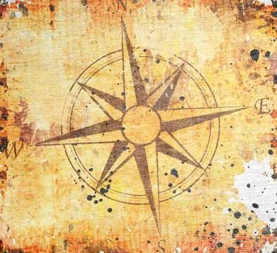 Old compass on paper background Stock Photos