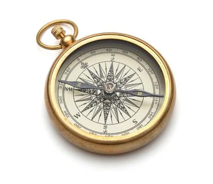 Old compass on white background Stock Photos