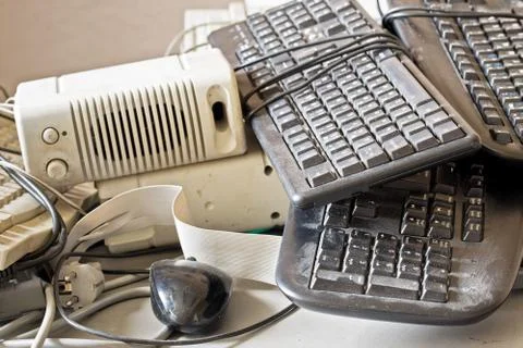 Old computer accessories for electronic recycling Stock Photos