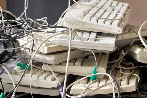 Old computer accessories for electronic recycling Stock Photos