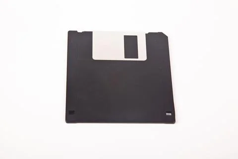 Old computer and data storage technology, black magnetic floppy disk 3 inches Stock Photos