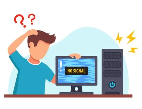 The old computer is broken. the system unit sparkles. Stockillustratie