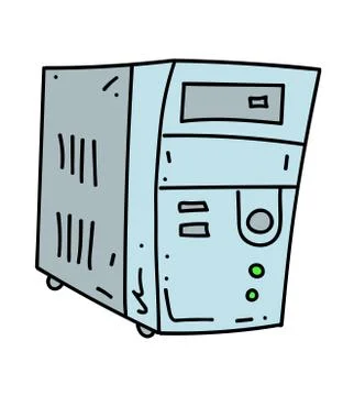 Old computer cartoon hand drawn image Illustrazione stock