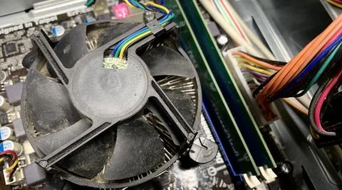 Old computer covered with dust is dismantled Foto stock