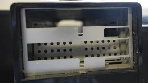 Old computer CPU with CD, DVD and floppy disk drivers - Foto stock