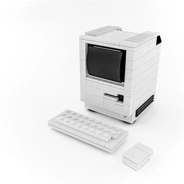Old computer desktop isolated on white background Illustrazione stock