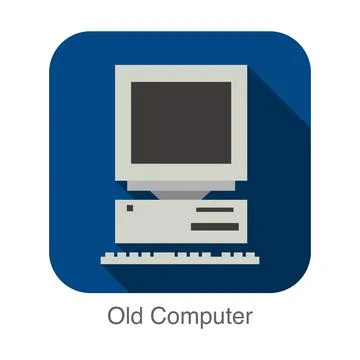 Old computer flat icon design vector illustration Stock-Illustration