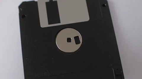 Old Computer Floppy Disk Rotating, close up Stock Footage 143840503
