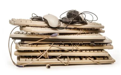 Old computer hardware and keyboards Stockfoto's