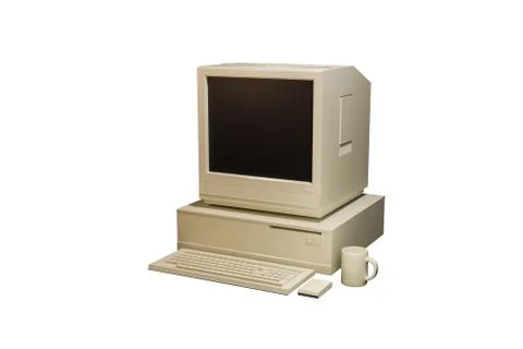 Old computer isolated on white Stock Illustration