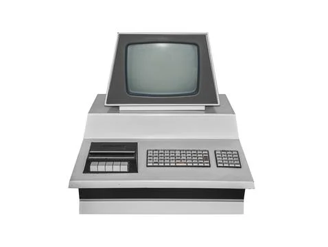 Old computer isolated on a white. Foto stock