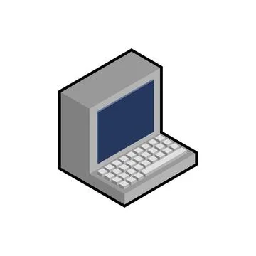 Old computer isometric style isolated. Vector illustration Stock Illustration