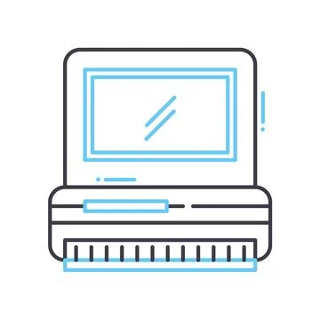 Old computer line icon, outline symbol, vector illustration, concept sign Stock Illustration