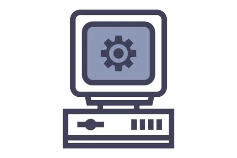 Old computer linear icon. Stock Illustration