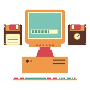 Old computer model. Vector illustration in 90s style. Stock Illustration