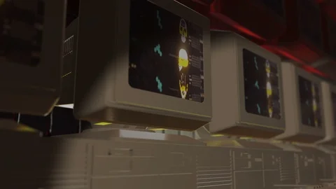 Old Computer Monitors in a Lab Analyzing Science Experiments Stock Footage 98578886