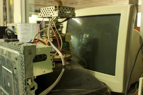 Old computer monitors. Stock Photos