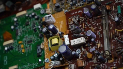 Old computer mother board disassembled Stock Footage 116814949
