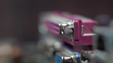 Old Computer Motherboard Onboard Connections, Macro Close Up Stock Footage 328353953