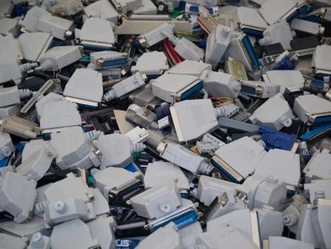 Old computer parts, jacks 写真素材