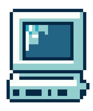 Old computer pixel art icon Stock Illustration