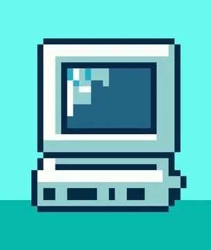 Old computer pixel art icon Stock Illustration