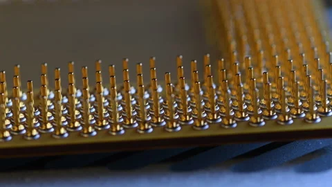 Old computer processor spins over a aluminum heat sink Stock Footage 160325915