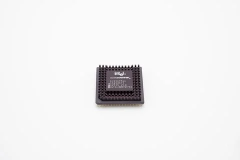 Old computer processor on a white background 库存照片