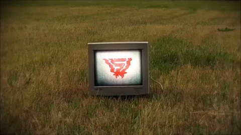 OLD COMPUTER SCREEN ON THE FIELD LOGO INTRO Stock After Effects